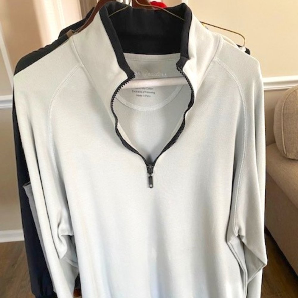 Boston Traders	Mens grey & black long sleeve half zip sweater